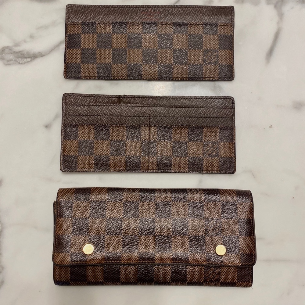 Louis Vuitton Damier Ebene Long Wallet w Inserts